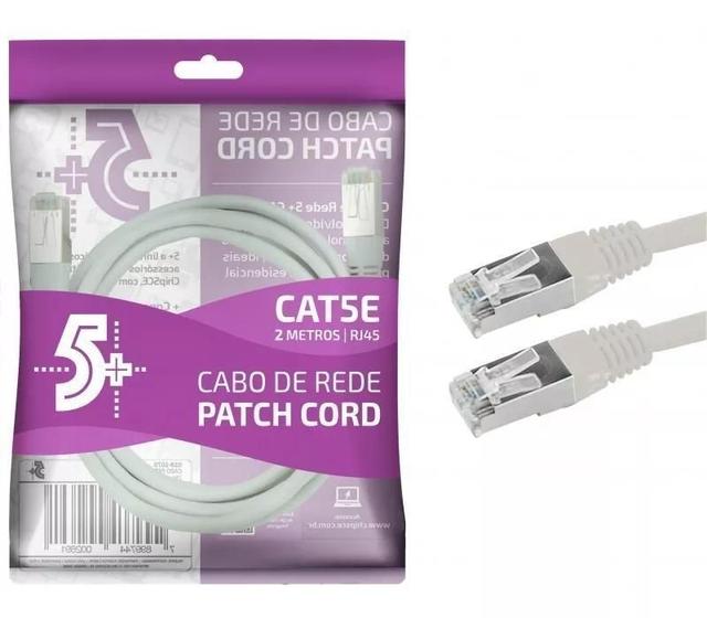 Imagem de Cabo Patch Cord Cat5E Ftp Branco 2 Metros