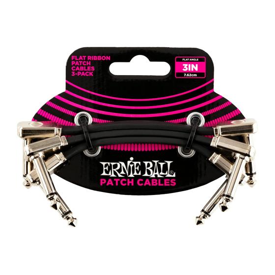 Imagem de Cabo Patch Ernie Ball Flat Ribbon - Pacote com 3 Unidades (7,62cm) - Preto