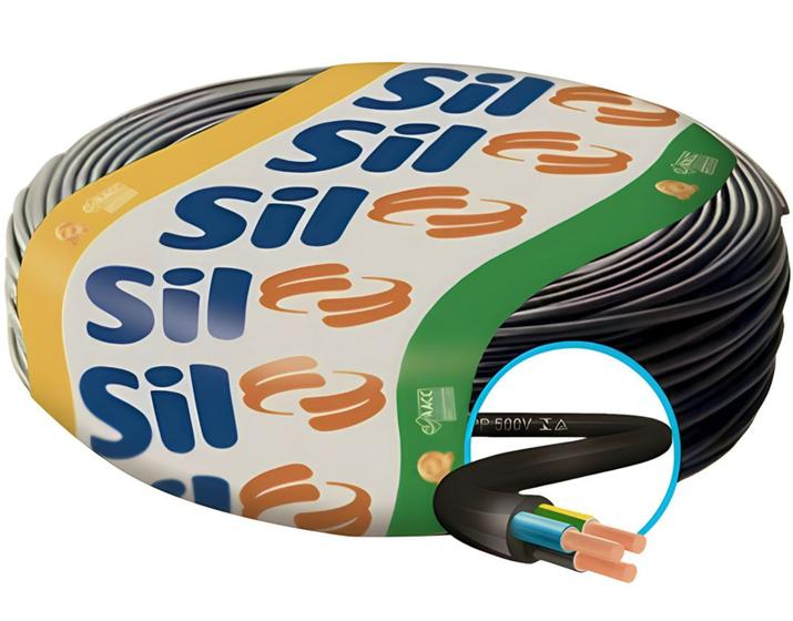 Cabo PP Sil 3x1,5mm 500V Preto 05,10,15,20,25 e 30 Metros Original Inmetro Menor preço em Cabo PP Sil 3x1,5mm 500V Preto 05,10,15,20,25 e 30 Metros Original Inmetro
