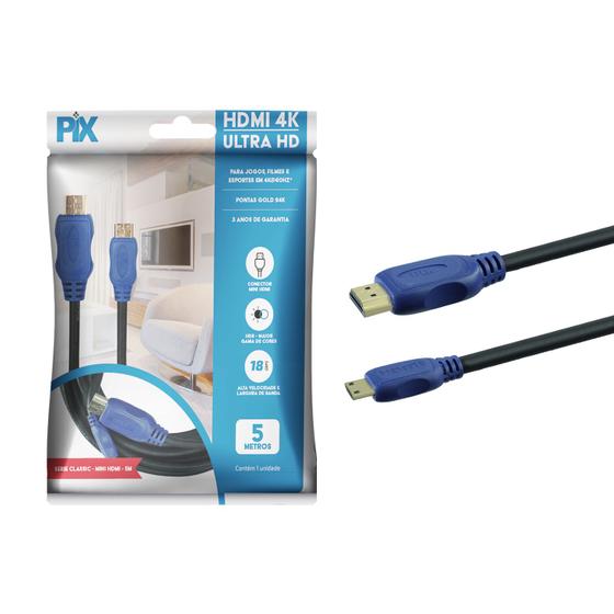 Imagem de Cabo Premium Mini HDMI X HDMI 2.0 4K ULTRAHD 19 Pinos 5M