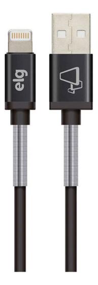 Imagem de Cabo PRETO Compatível Lightning Reforço Mola Inox ELG - SP810BK
