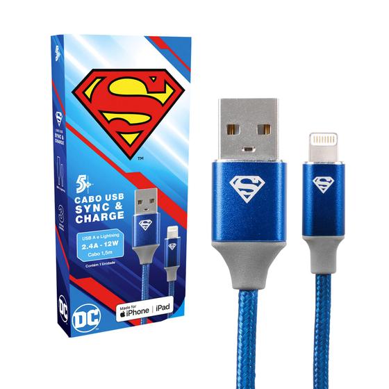 Imagem de Cabo Rápido 1,5m Lightning USB MFI Iphone Ipad - Superman