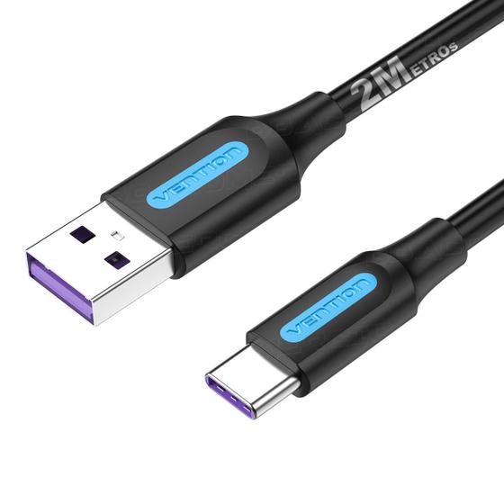 Imagem de Cabo Rápido Tipo C USB A Transf Dados Turbo 5a Vention 2m