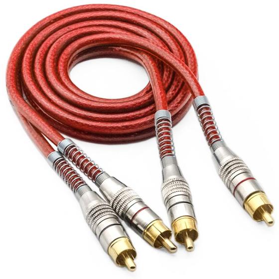 Imagem de Cabo RCA 1 Metro Dupla Blindagem 5mm Plug Metal Vermelho