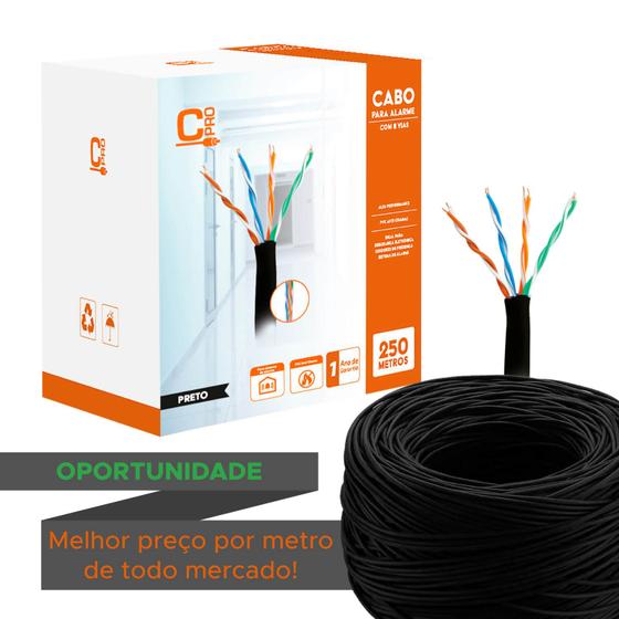 Imagem de Cabo Rede Alarme Cftv 8 Vias Utp Rolo Caixa Preto - Connect