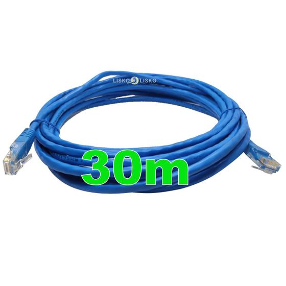 Imagem de Cabo Rede Cat5e Azul 30m Metros Pacific Utp Pronto Usar Uso