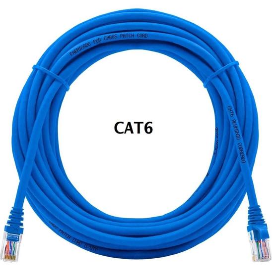 Imagem de Cabo Rede Cat6 10m Com Rj45 Crimpado Azul Lan Utp 10 Metros