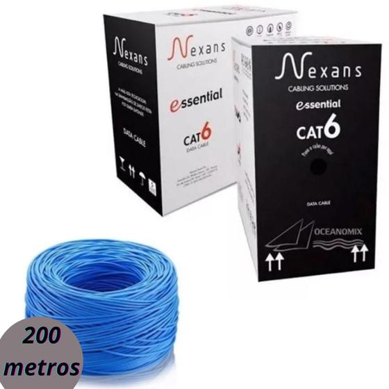 Cabo Rede Cat6 Azul 200mts - NEXANS Menor preço em Cabo Rede Cat6 Azul 200mts - NEXANS