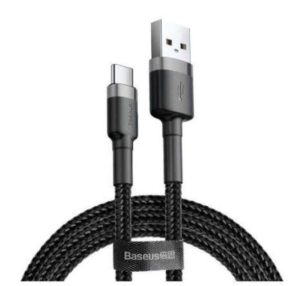 Cabo reforçado Baseus usb-a para usb tipo c 3 metros - preto Menor preço em Cabo reforçado Baseus usb-a para usb tipo c 3 metros - preto