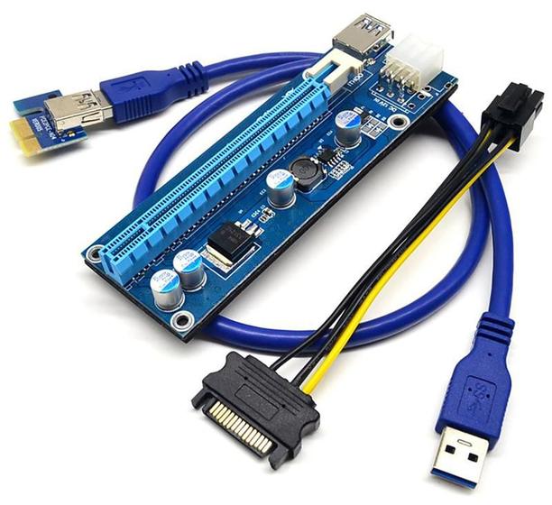 Imagem de Cabo Riser para Mineração - PCI-Express 1X para 16X - Powered - Versão 006C com 4 Capacitores