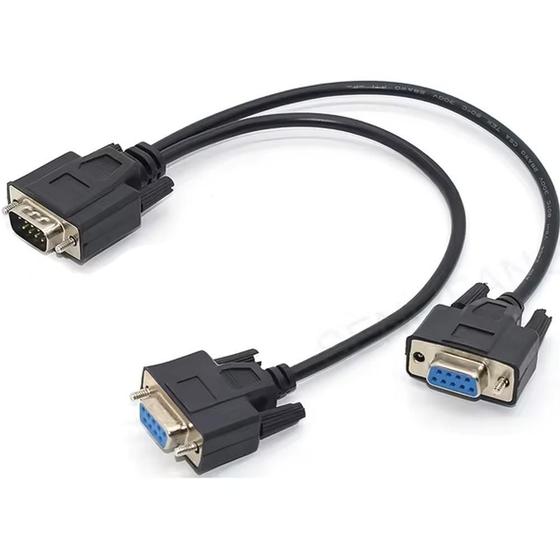 Imagem de Cabo Serial 9 Pinos, 1 Macho X 2 Femeas, 30 Cm, Rs323 Db9
