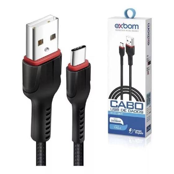 Imagem de Cabo Smartphone Exbom Usb Para Usb Tipo C 1.0M Turbo 2.4A Ultra Performance Cbx-U2C13Tc