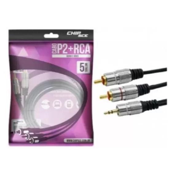 Imagem de Cabo Sound P2-Macho 2 RCA-Macho 5 Metros Adaptador Soumd