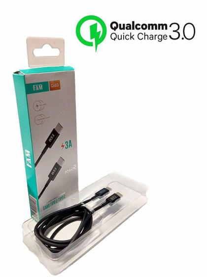 Imagem de Cabo super turbo 60w tipo-c para tipo-c fam 1.2m quickcharge