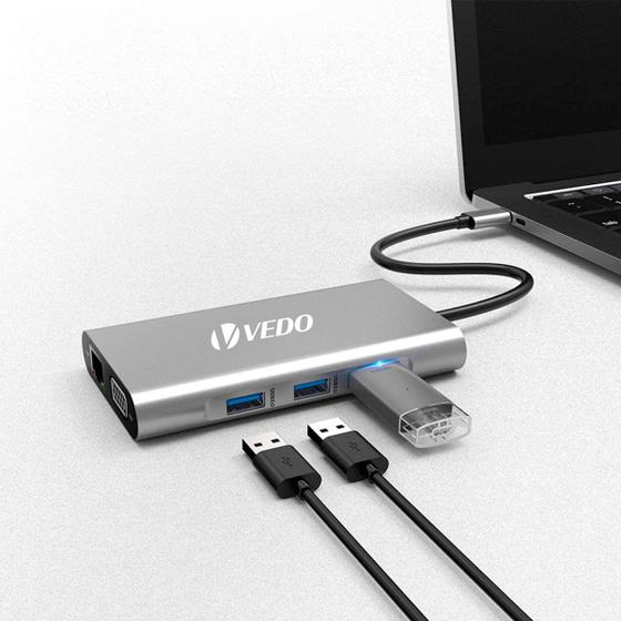 Imagem de Cabo Thunderbolt 3 Hdmi Tipo C 3.1 Usb 3.0 Vga P2 Micro SD TF 10 Em 1