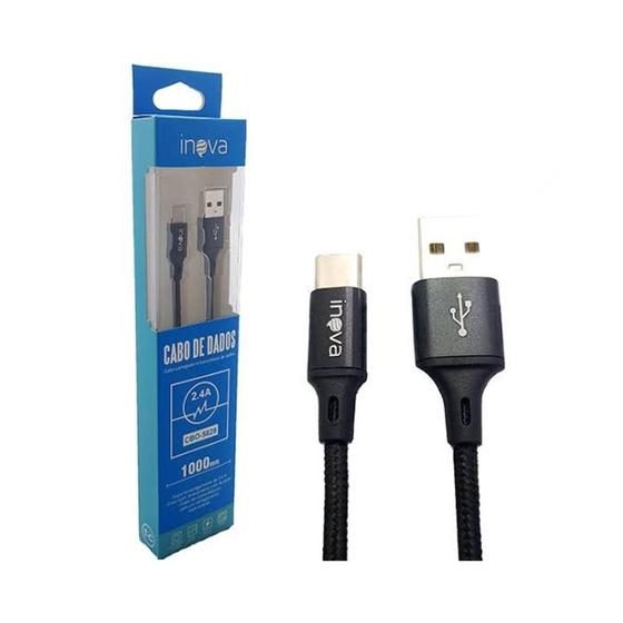 Imagem de Cabo Tipo C de Dados e carregador USB de 2.4A com 1.000mm (1 metro) - INOVA