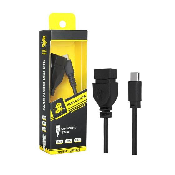 Imagem de Cabo Tipo C Otg Tipo C X Usb A Femea 17Cm Preto
