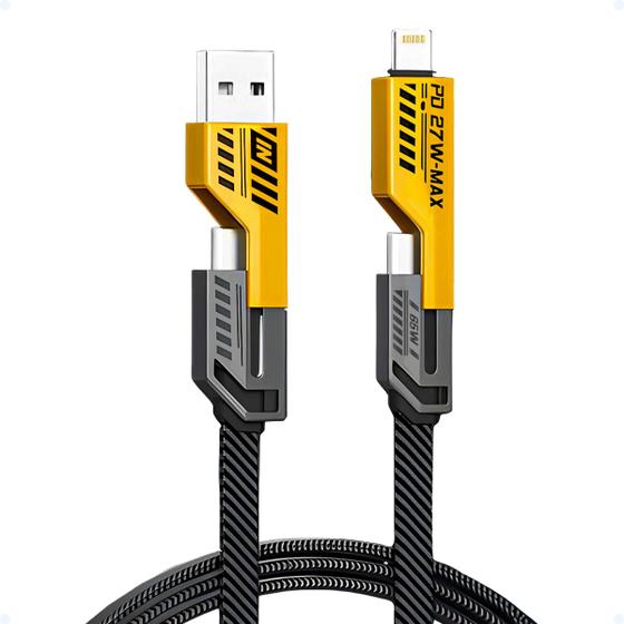 Imagem de Cabo Tipo C Turbo 4 Em 1 Carregador Dados 65W USB Lightning