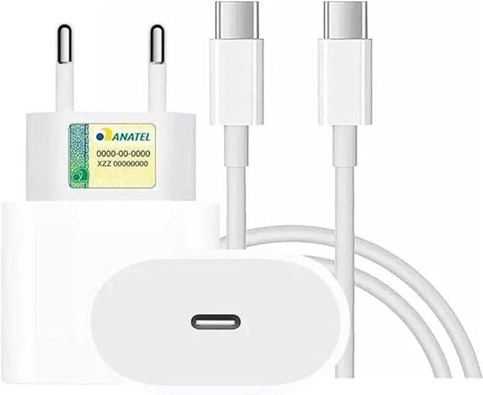 Imagem de Cabo Tipo Usb-C-Usb-C 1m + Fonte Carregador Turbo 30W Android Rápido 6.1A Bivolt - agold