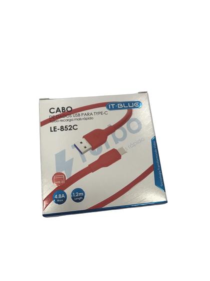 Imagem de Cabo Turbo Celular Typec Usb 4.8a 1,2m Carregador Le852c vermelho