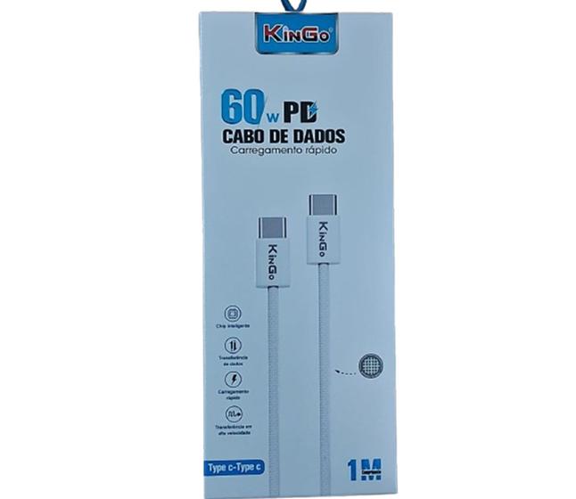 Imagem de Cabo type-c / type-c 1 mt nylon branco kingo