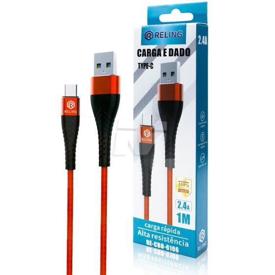 Imagem de Cabo Type C USB de Carregamento e Dados 2.4A 1 Metro RE-CBO-6106 - Reling