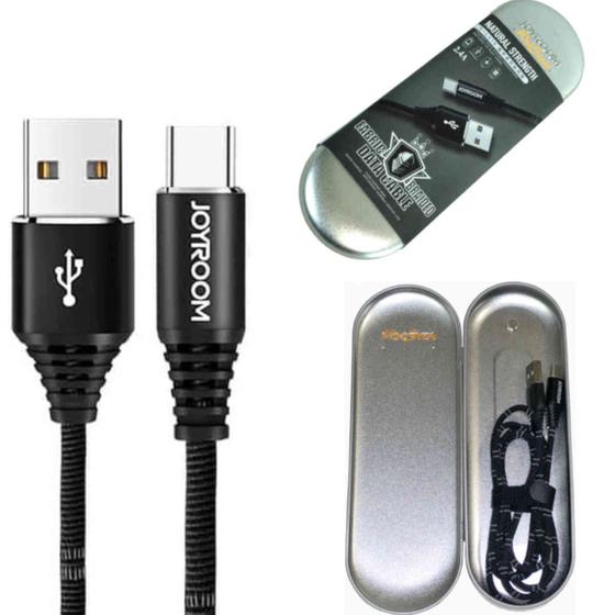 Imagem de Cabo TYPE C USB reforçado e durável com estojo de metal