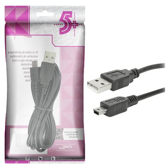 Imagem de Cabo Usb 2.0 Usb A Macho + Mini Usb (v3) 2.0 - 1.80m - Preto