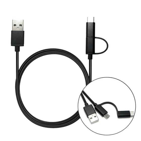 Imagem de Cabo USB 2 em 1 1m Compatível com Carga Rápida para Celulares USB-C e Micro-USB LE876PR