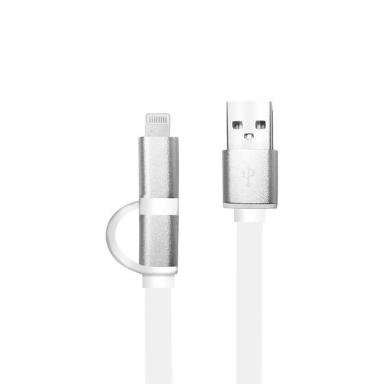 Imagem de Cabo USB 2 em 1 LightningMicro USB 1M  Branco ARGCB0058  Argom