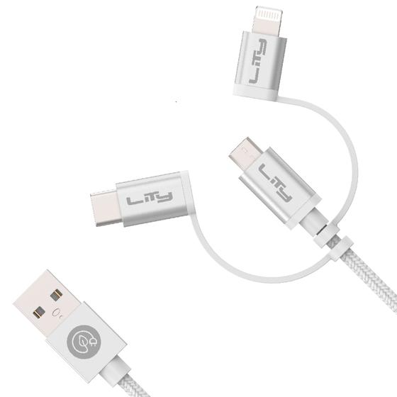 Imagem de Cabo Usb A 3 Em 1 Lightning/Micro Usb/Tipo C - Lity