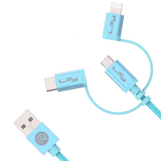 Imagem de Cabo Usb A 3 Em 1 Lightning/Micro Usb/Tipo C - Lity