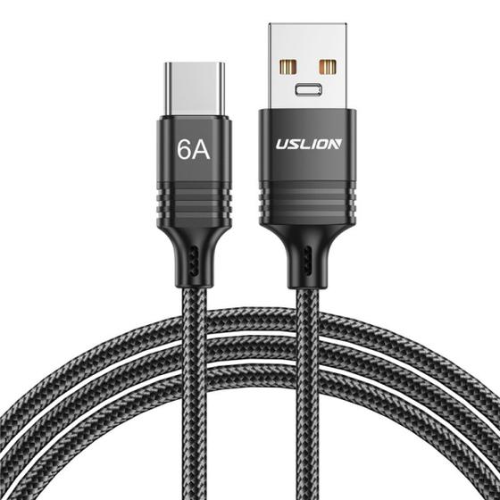 Imagem de Cabo USB-A x USB-C Quick Charge 66W 6A Nylon 1m Uslion