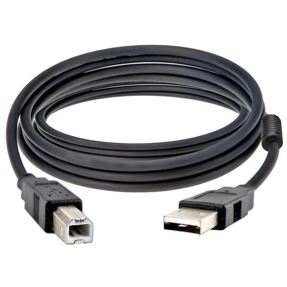 Imagem de Cabo USB AM+BM de 3 Metros e Filtro contra Interferências para Impressoras NT 03935 Preto