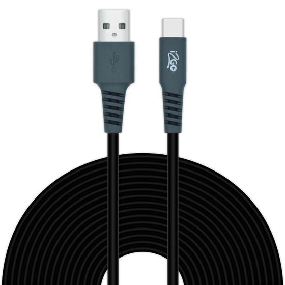 Imagem de Cabo USB-C I2GO 3 Metros Flexível Preto Com Cinza