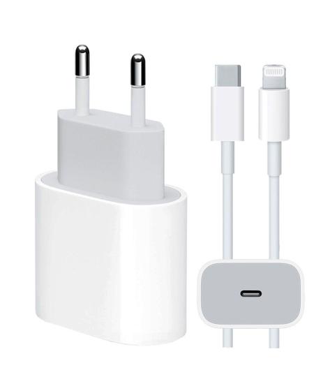 Imagem de Cabo Usb-C-Lightning + Fonte Carregador 20W Foxconn Turbo Compatível SE X Xr 11 12 13 14