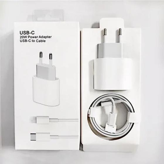 Imagem de Cabo Usb-C-Lightning + Fonte Carregador 20W Turbo Compatível iPhone X Xr SE 11 12 13 14