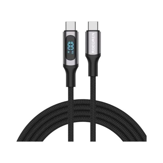 Imagem de Cabo USB-C PD 100W com Display LED - Carregamento Rápido 5A (2m) - Compatível com Macbook, Xiaomi, Poco e Samsung