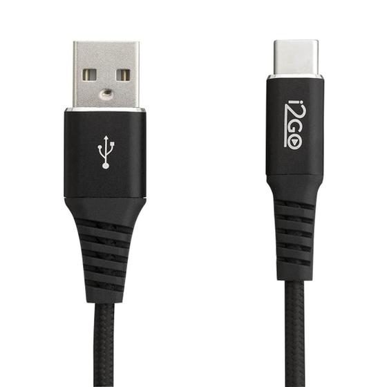 Imagem de Cabo USB-C Reforçado em Nylon 2 Metros Preto - i2GO PRO