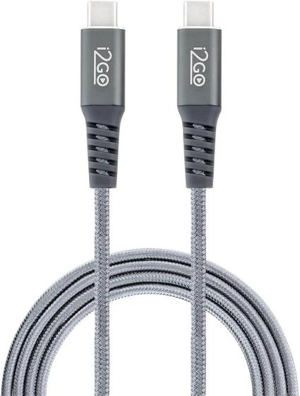 Imagem de Cabo USB-C + USB-C I2GO 2m 3A Nylon Trancado Chumbo - I2GO PRO