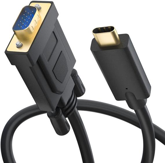 Cabo USB-C VGA 1,8 metro FullHD 1080P Thunderbolt3 VGA Menor preço em Cabo USB-C VGA 1,8 metro FullHD 1080P Thunderbolt3 VGA