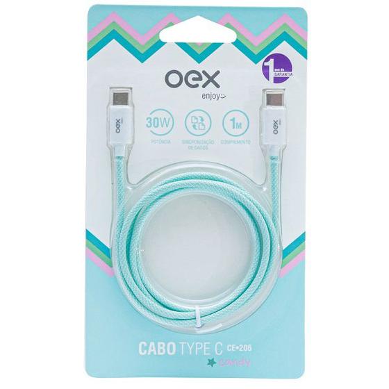 Imagem de Cabo USB-C X USB-C CANDY 1M 30W OEX CE206 Verde