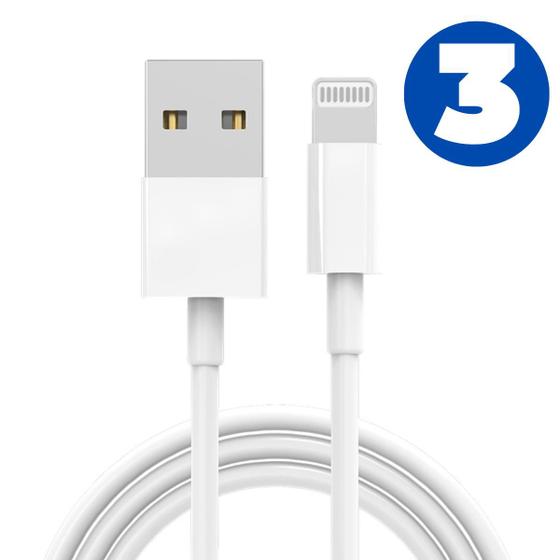 Imagem de Cabo Usb Carregador Compatível Com Iphone Kit C/ 3 Unidades Compatível Com Lightning