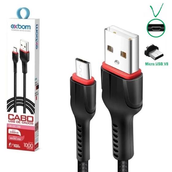 Imagem de Cabo USB De Dados E Carregador Turbo Micro V8 2.4