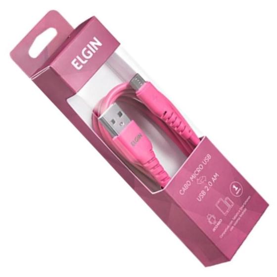 Imagem de Cabo USB Elgin 2.0 AM Tipo C 1 Metro Rosa