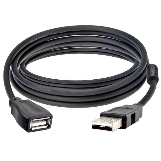 Imagem de Cabo USB Extensor de 3 Metros Macho x Fêmea AM+AF com Filtro contra Interferências NT 03933 Preto