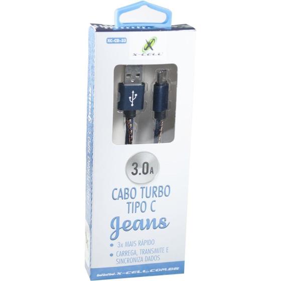 Imagem de Cabo usb flat tape c 3.0a 1,0m jeans - FLEX