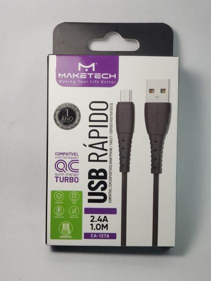 Imagem de Cabo USB Micro USB V8 1 Metro 2.4A  CA-127A Maketech