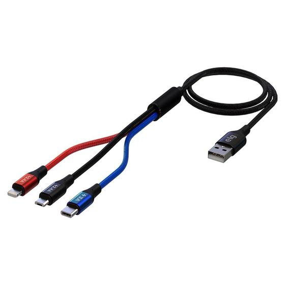 Imagem de Cabo USB Para Recarga Tipo C E Micro USB 1,2m ELG Preto