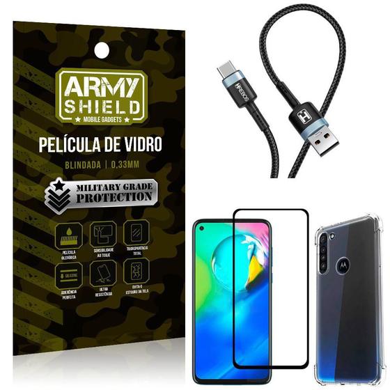 Imagem de Cabo Usb Para Tipo C Moto G8 Power + Capinha + Película 3D